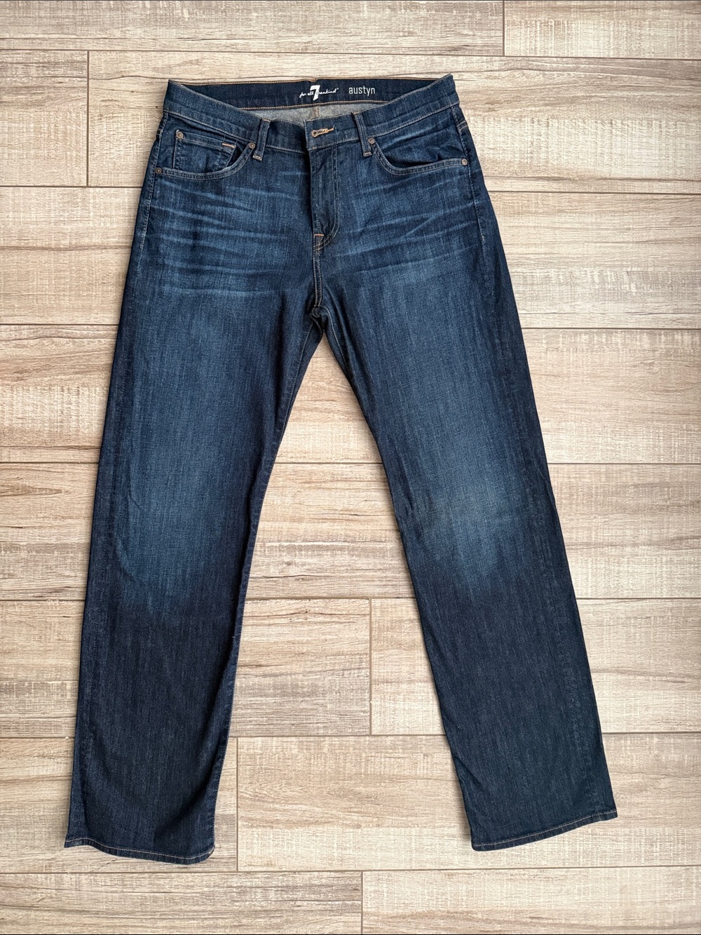 7 For All Mankind Austyn Straight Jeans Blue Wash Sz 33